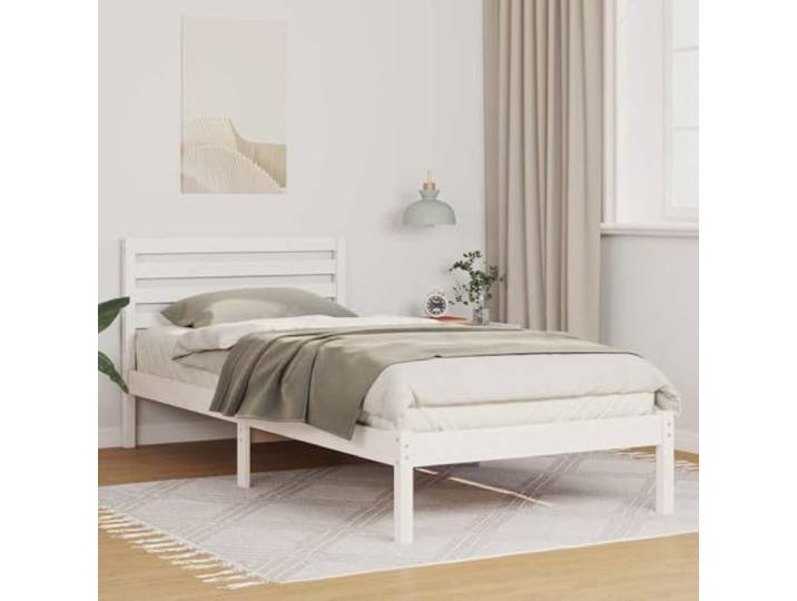 YUTAASU Bettrahmen mit Kopfteil Weiß 100 x 220 cm Massives Kiefernholz Plattform Lattenrost, Stabil, Einfache Montage, Modernes Design, Pflegeleicht