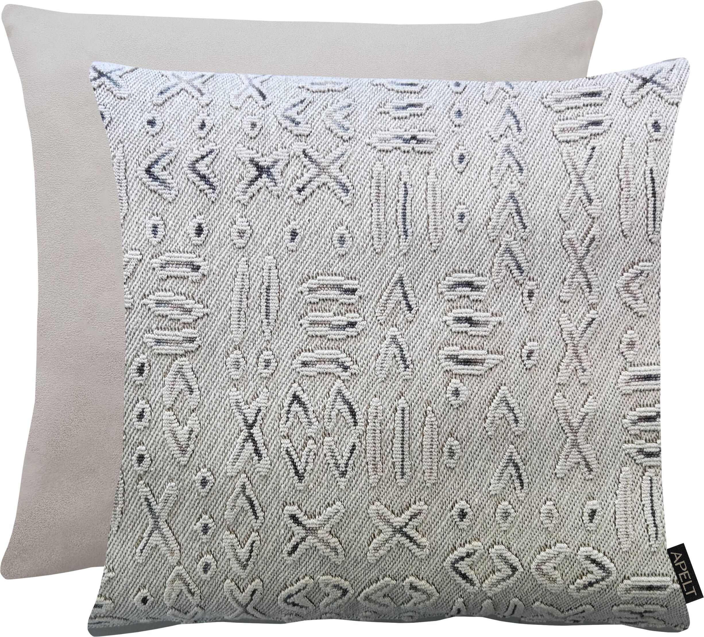 Dekokissen APELT "Tobago", grau (natur, grau), B:45cm H:10cm L:45cm, Jacquard, Mischgewebe, Dekokissen_Sitzkissen_Kissenhüllen, Dekokissen, Velourabseite / Magnus 20 natur, grau B/L: 45cm x 45cm, 1 Stk.