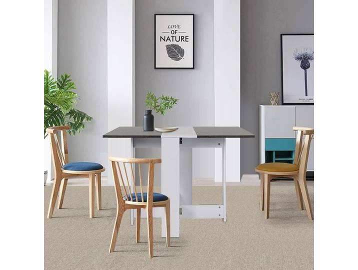 Table à manger pliante - Blanc - Style contemporain - L 103 x l 76 cm