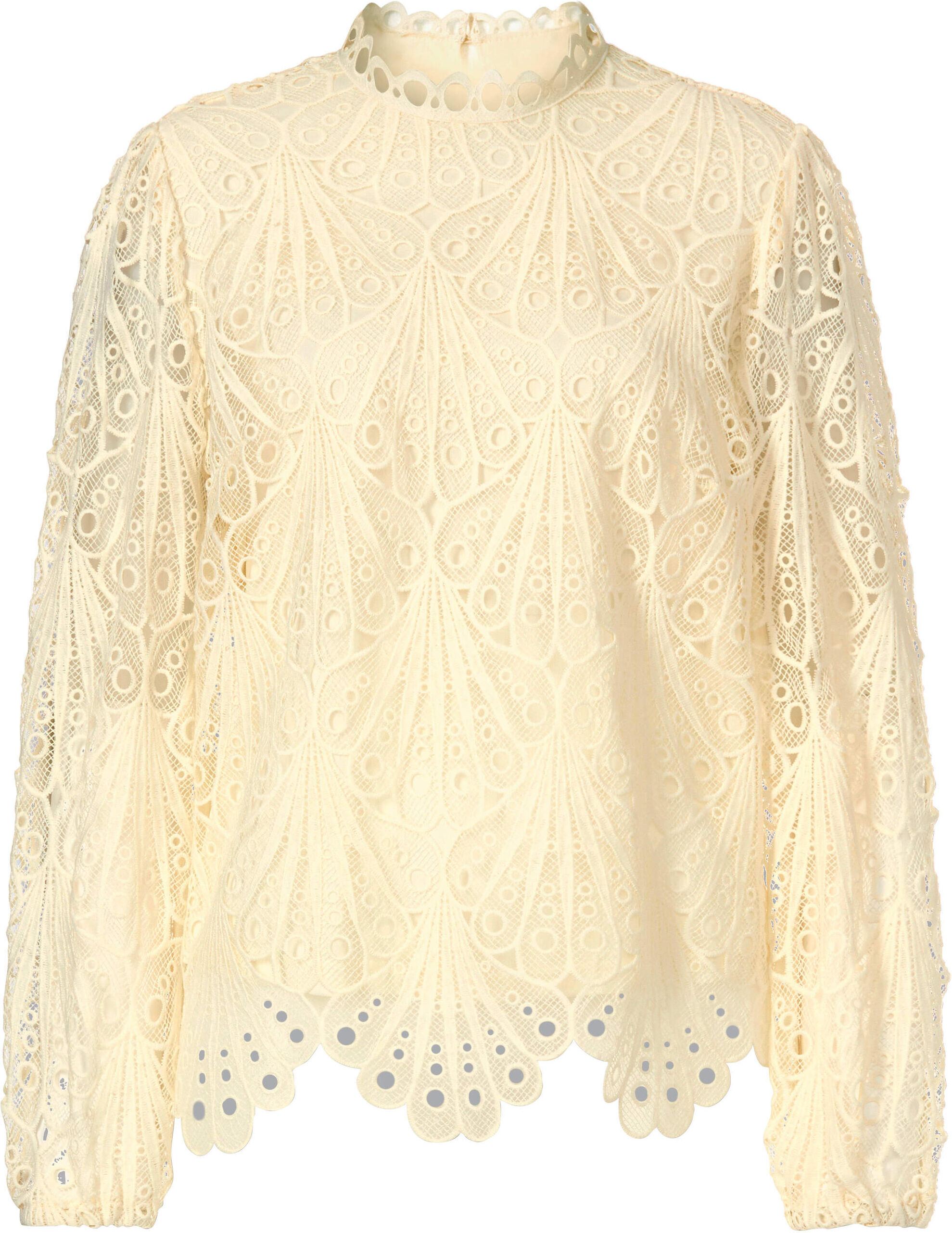 Klassische Bluse WITT "Spitzen-Bluse Spitzenbluse mit Schlingenverschluss hinten", Damen, Gr. 36, beige (champagner), Spitze, , Elegant, Blusen Klassische Bluse