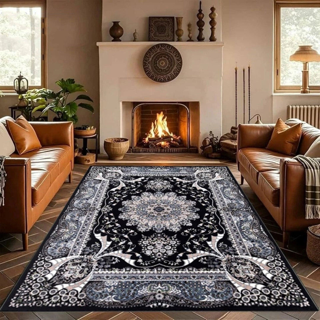 Metro Rectangle Geometric Indoor / Outdoor Area Rug Black Rectangle 160 x 230 cm