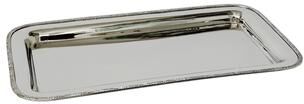 Jiallo "Rectangular Stainless Steel Tray with Designer Rim, 17x9.5"""