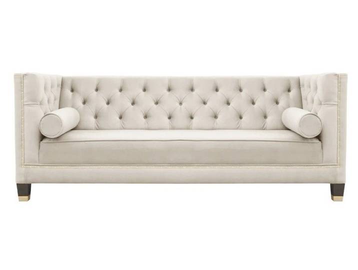 Xlmoebel Chesterfield-Sofa Luxus Beige Samt Dreisitzer Sofa für Hotel und Wohnzimmer, Sofa 1 Teile, Made in Europa