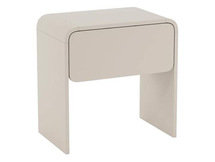 Selsey Moderner Nachttisch 50 cm mit Schublade im eleganten Kaschmirton Deal fürs Schlafzimmer. Robuste PVC-Kanten, skandinavisches Design und praktischer Stauraum für Bücher, Brille und Accessoires.