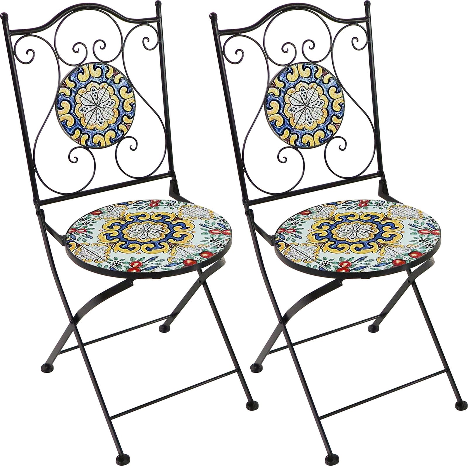 AXI Amélie 2 Bistrostoelen Set van 2 Veelkleurige Opklapbare Mozaïek Bistrostoelen