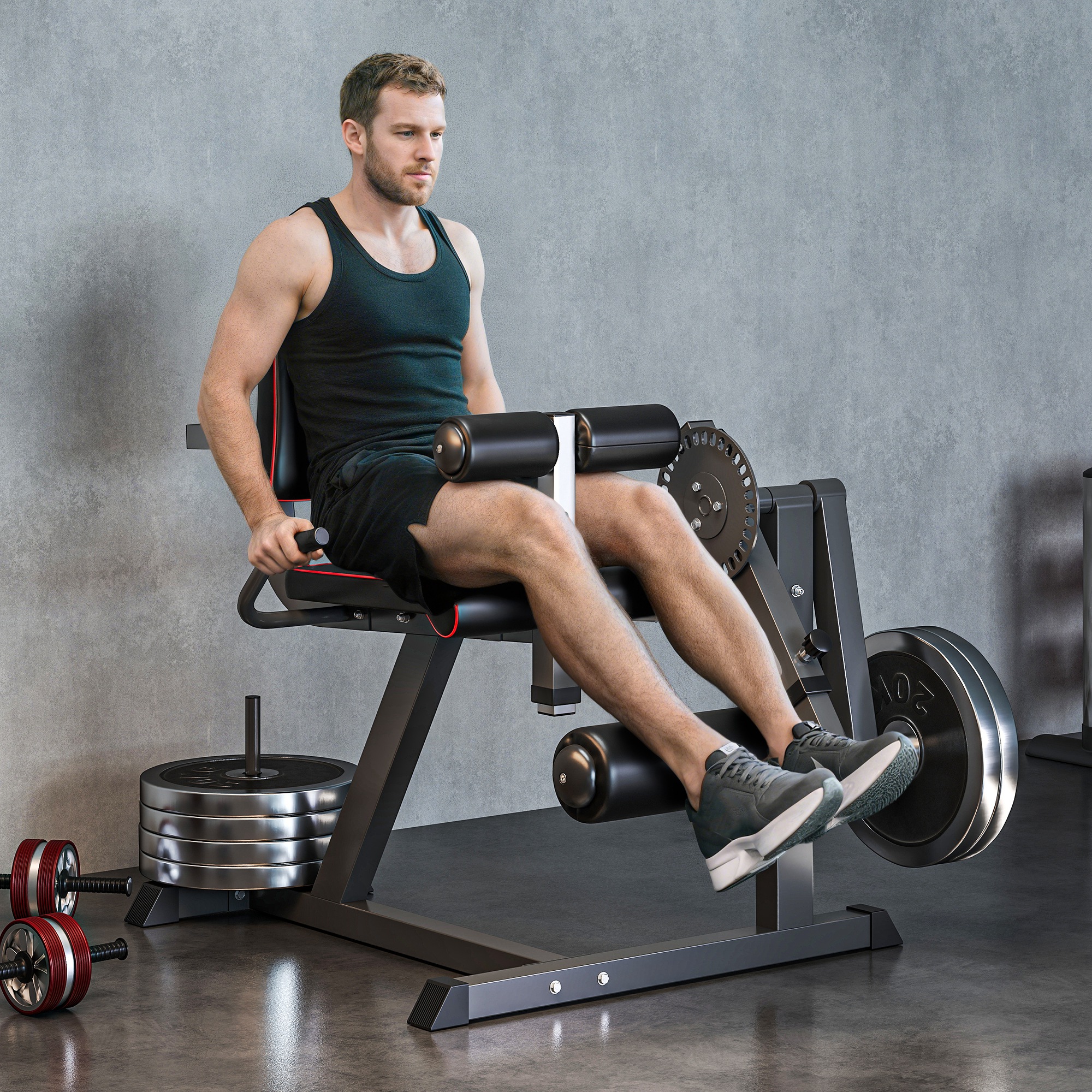 Sportnow Calf Machine con Schienale e Cuscinetti Regolabili, in Acciaio, Plastica ed EVA, 100x90x105 cm, Grigio e Nero