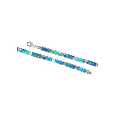 Armband FIRETTI "Schmuck Geschenk Silber 925 Armschmuck Armkette", bunt (silberfarben, blau, blau), Armbänder, Damen, 21cm, Silber 925 (Sterlingsilber), Armband, mit Opal