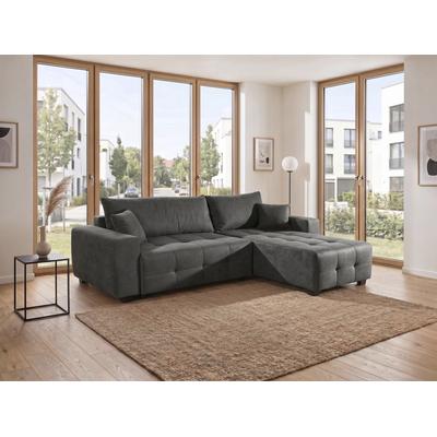 Ecksofa OTTO HOME "Bella Couch L-Form, B: 234 cm, Zierkissen inklusive", grau (anthrazit), B:234cm H:87cm T:162cm, 100%Polyester, Sofas, Ecksofa, mit Schlaffunktion & Bettkasten, Wohnkomfort, Topseller
