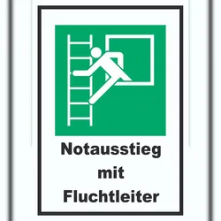 HB-Druck Notausstieg mit Fluchtleiter A6 Rückseite selbstklebend Schild