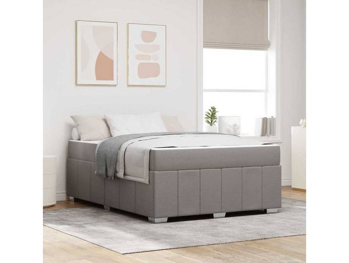 furnicato Bett 140 x 200 cm Taupe Stoff mit Matratze (1-tlg), Mit Taschenfederkern für punktuelle Unterstützung und Lattenrost