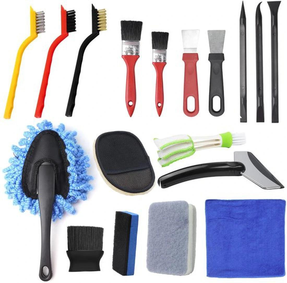 Azomor Complete set voor auto-onderhoud en interieurreiniging, 18 onderdelen
