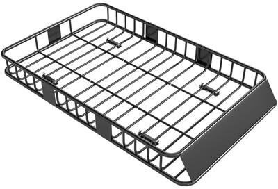 HOMCOM Steel Car Roof Rack Basket, Adjustable Cargo Basket, Universal Fit, 220 lbs Capacity, Black