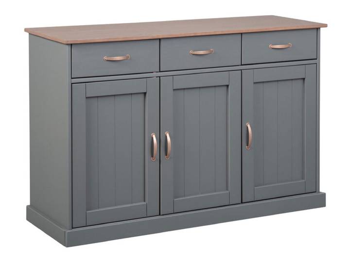 Kommode Niclas 4.1 Massivholz grau/braun 131x86x45 cm
