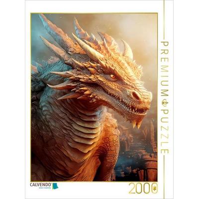 CALVENDO Puzzle Drachen und edle Ritter | 2000 Teile Lege-Größe 90x67cm Foto-Puzzle für glückliche Stunden