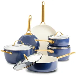 Greenpan Pannenset(CC008493001), Pfannenset + Topfset, Blau, Gold