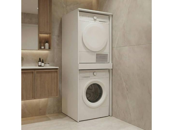 Meuble Machine À Laver Et Sèche-linge Blanc Nix