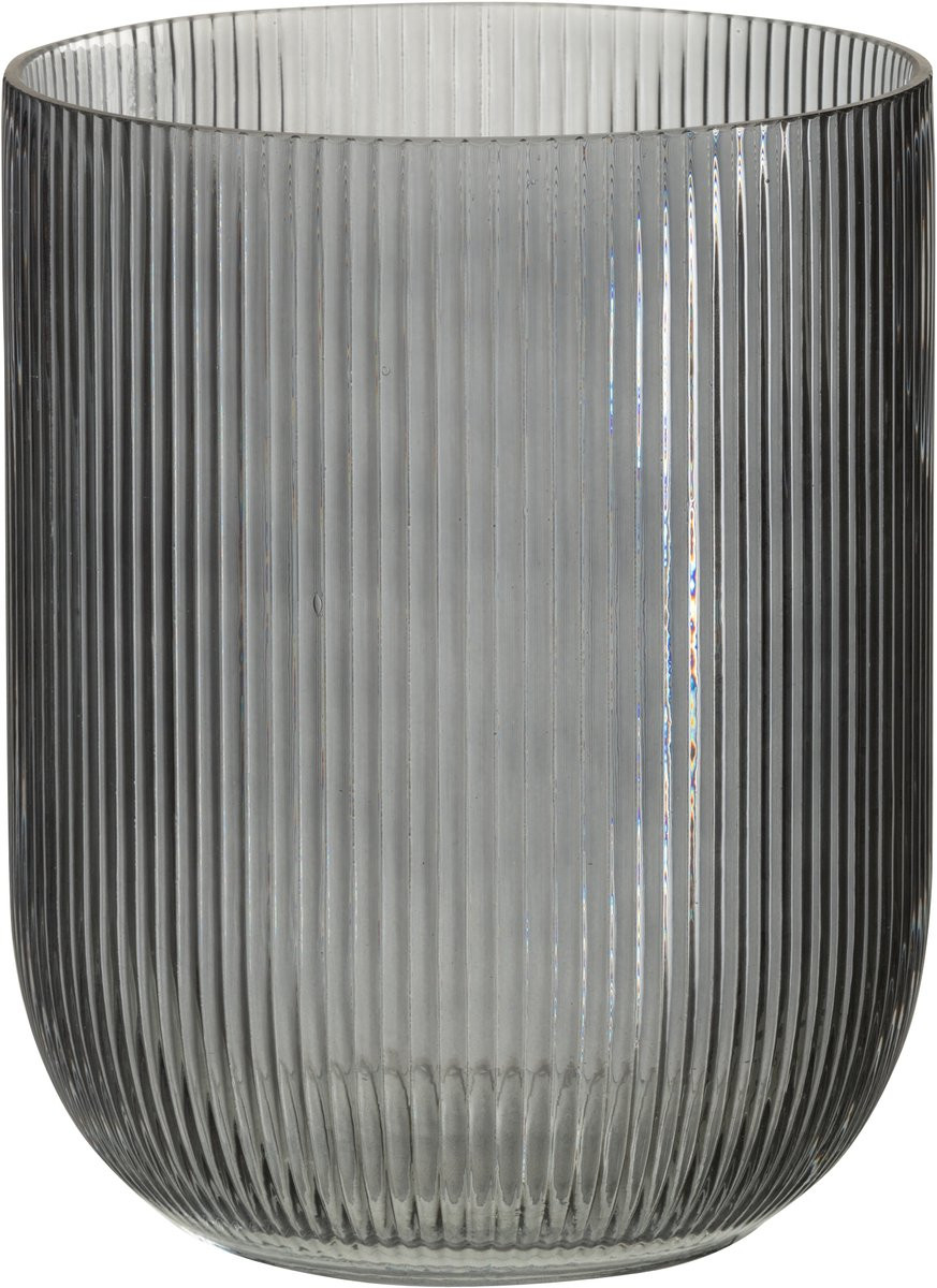 J-Line vaas Gestreept - Glas - Zwart - Medium