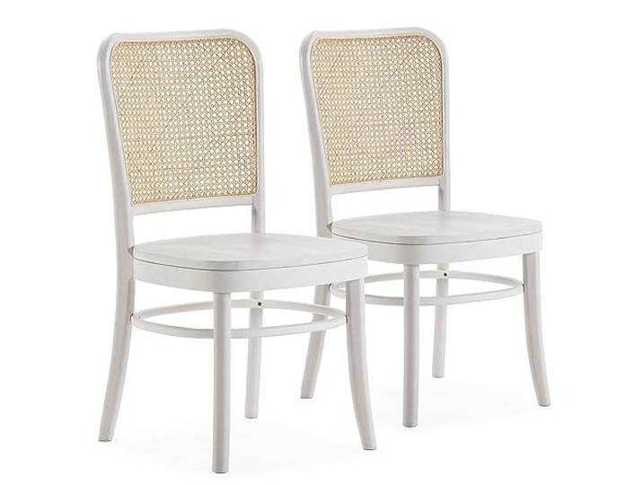 HOMN LIVING Vesta Stühle, Weiß, Massivholz, 45 cm (Breite) 51 cm (Tiefe), 88 cm, 2 Stück