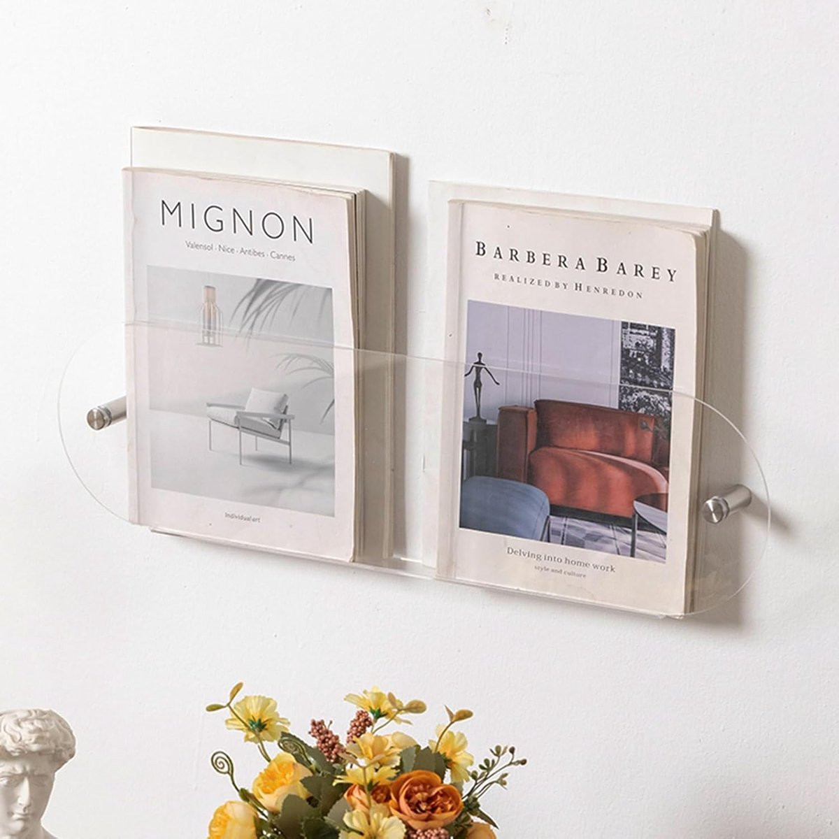 Transparante tijdschriftenhouder en literatuurrek met groot weergavegebied, 80 cm