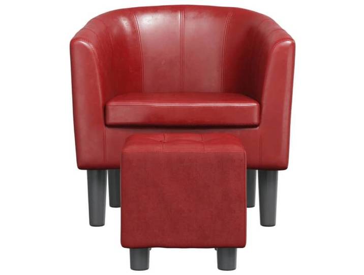 Fauteuil - Chaise Salon - avec repose-pied rouge bordeaux similicuir(32243) ZLH