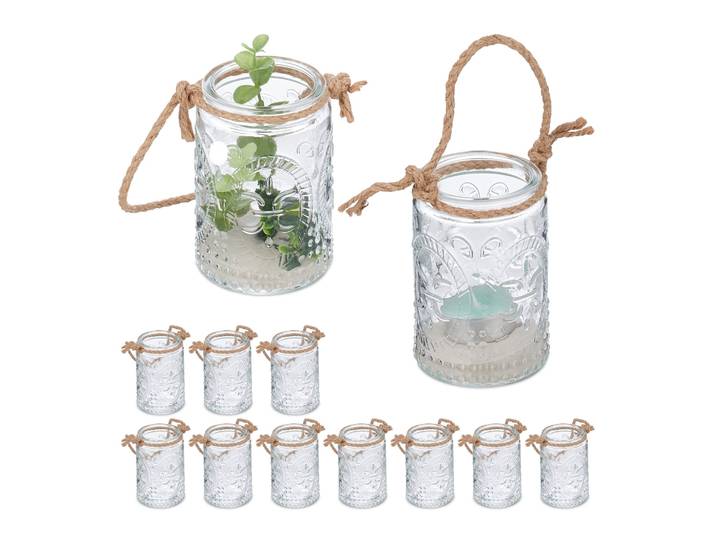 Vintage Windlicht 12er-Set Hellbraun-Transparent