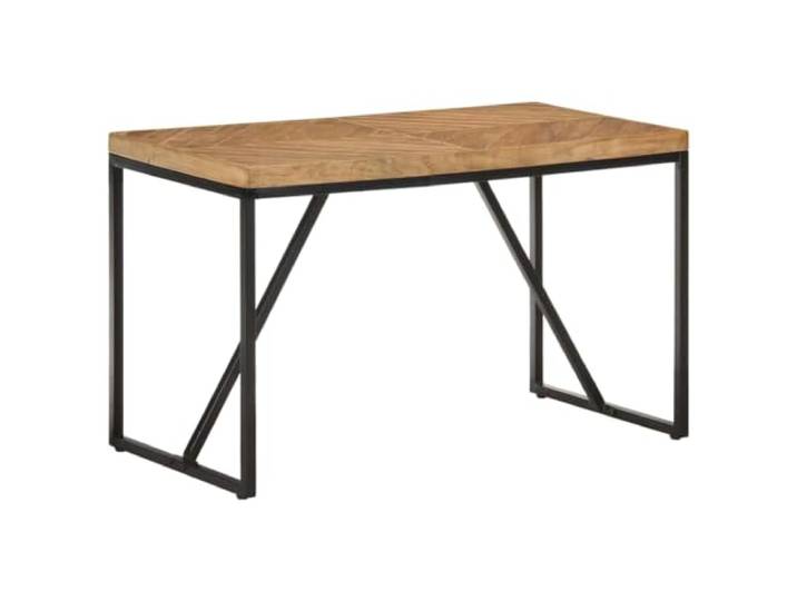 Roanoer Esstisch 120x60x76 cm Massivholz Akazie Mango Holztisch Chevron-Mosaik-Tischplatte mit schwarzen Stahlbeinen für Esszimmer und Küche im markanten Industrie-Look.
