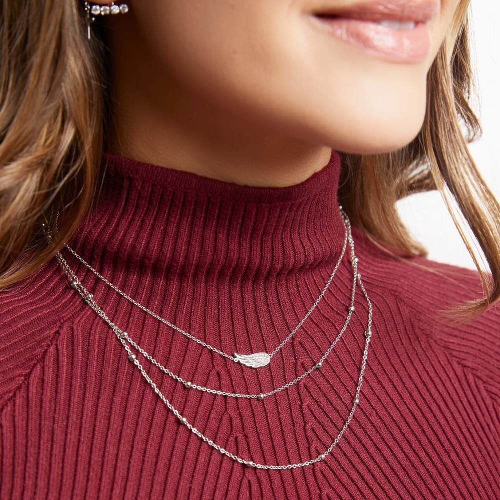 Unique Kette Flügel-Anhänger 925er Silber Zirkonia silber
