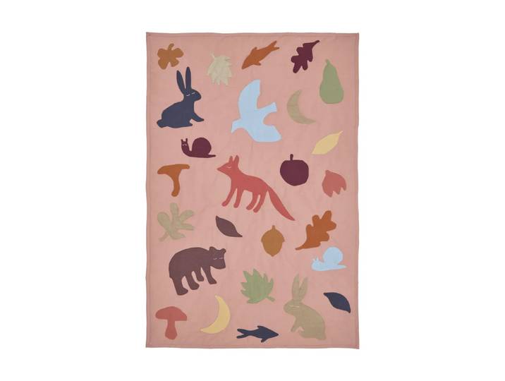 Ferm Living Lunden couverture Rose-multicolore, 80x110 cm
