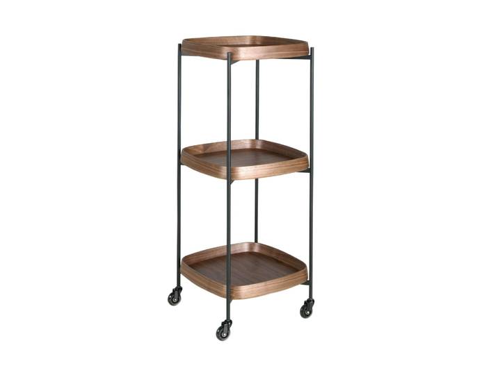 Desserte minibar en noyer et acier noir