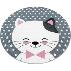 KINDERTEPPICH TASNA, mit Katzen-Motiv, Rosa, Ø 160 cm