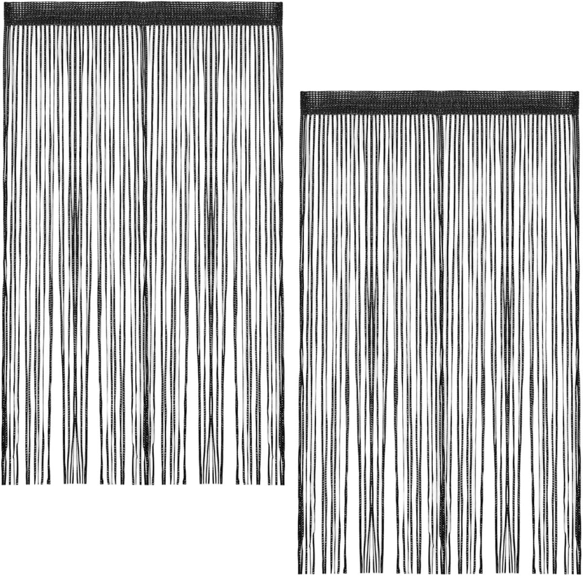 Set van 2 Transparante Glanzende Draadgordijnen met Kwastjes, 100 x 200 cm
