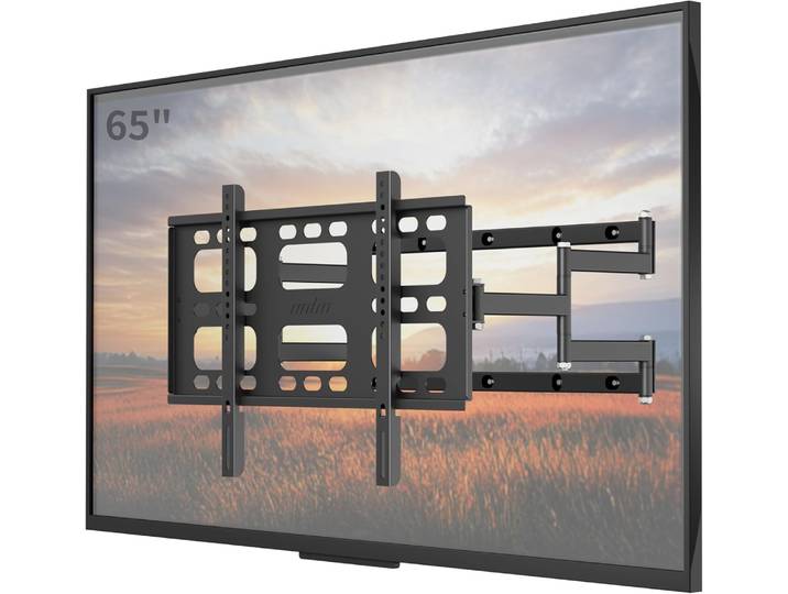 Support mural pour TV pivotant à mouvement complet pour 40 à 85 pouces avec double bras articulé