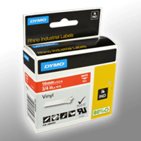 Dymo Label Band IND 1805422 weiß auf rot 19mm x 5,5m Vinyl