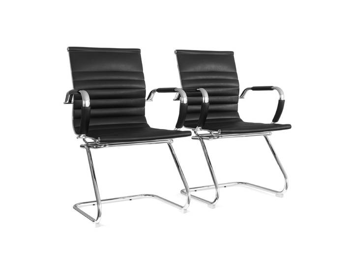 Konferenzstuhl Leder FINN 2er Set schwarz