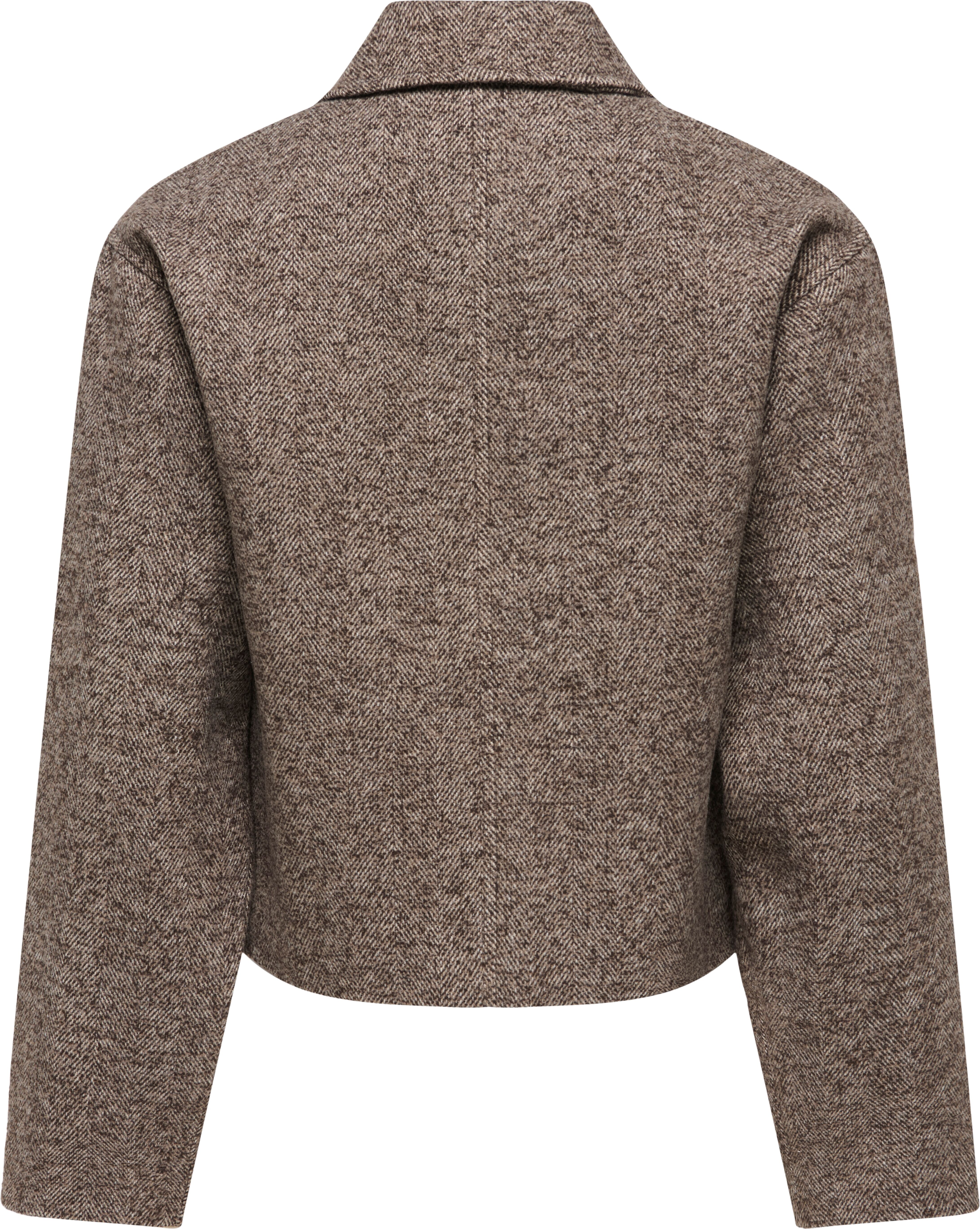 Kurzjacke JDY "JDYVINGA HERRINGBONE JACKET OTW YFM", Damen, Gr. XL, braun (chocolate torte detail:herringbone), Web, Obermaterial: 100% Polyester, Fischgratmuster, normal, Jacken Kurzjacke, Kunstfaser, Fischgratmuster chocolate torte detail:herringbone XL