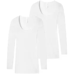 Schiesser Damen Longsleeve Feinripp - Luxury 2er Pack