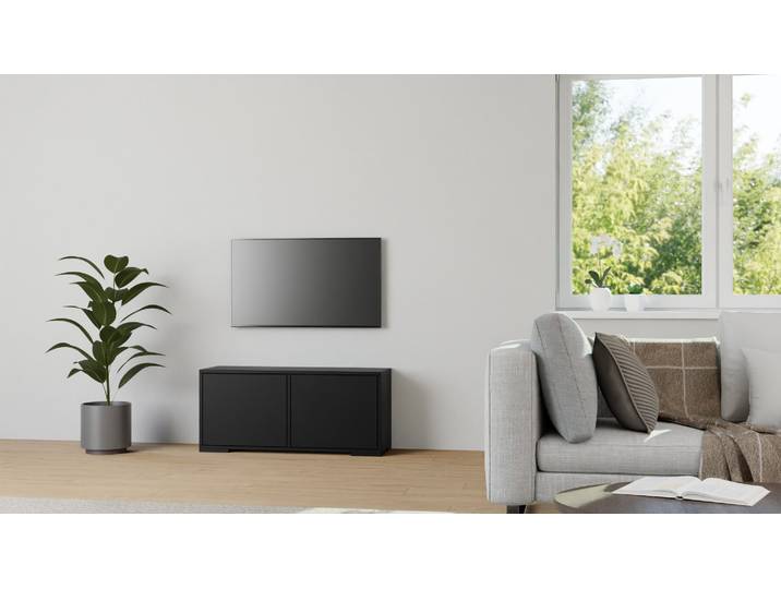 Badezimmer-Lowboard – kostenlose Holzmuster MDF Lackiert Tiefs­chwarz RAL&nbsp;9005