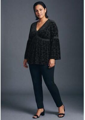 Plus Size Women's Lorelei Lace Burnout Top by Avenue in Black (Size 22/24)