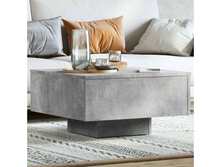 HEFZGDB Couchtisch Betongrau 60x60x31,5 cm Holzwerkstoff mit Stabiler Tischplatte für Wohnzimmer und Dekoration