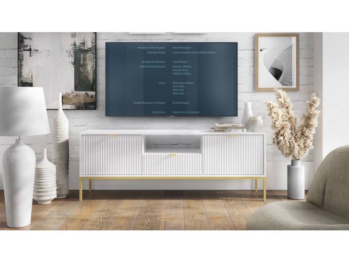 Designer Lowboard Verilo - Schwarz - Gold - Luxusbetten24