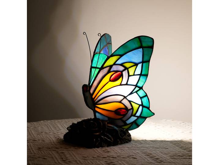 Lampes de Table modernes papillon méditerranéen rétro vitrail lampe de bureau pour chambre chevet Vintage salon luminaires