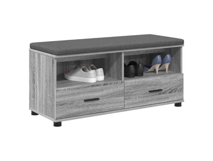 Banc de couloir ZENCORE - Gris Banc d'entrée - Montage simple - avec coussin Gris Sonoma 100x38x46cm LH1302621