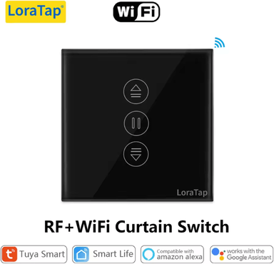 Inspire Curations Tuya WiFi Roller Shutter Curtain Switch Smart Motorized Blinds Controller With Remote, Timer & Voice Control black Switch