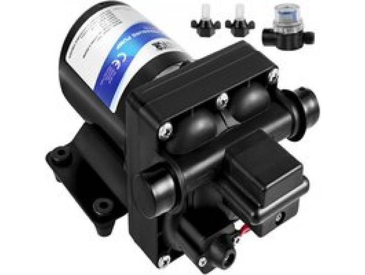 VEVOR Pompe à Eau de Lavage, 12 V Pompe de Haute Pression Pompe à Eau Diaphragme 55 Psi Pompe de Pulvérisateur à Amorçage Automatique Idéale pour Camping Car/Marine/Automobile/Caravanes/Agricole