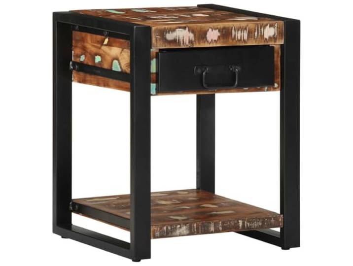 Kaorsrow Beistelltisch 40x40x50 cm Altholz Massiv Mehrfarbig Flurtisch Vielseitiger Nachttisch für Schlafzimmer und Flur mit Schublade sowie praktischer Ablage für alltägliche Utensilien.