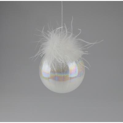 Weihnachtsbaumkugel AM DESIGN "aus Glas, Ø 10 cm", weiß (irisierend), Ø:10cm, Glas, Weihnachtsbaumkugeln, 4er Set