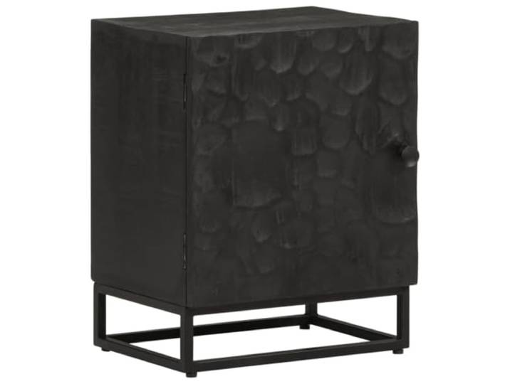 KDVXBCQJH Nachttisch Schwarz 40x30x50 cm Massivholz Mango Beistelltisch Kompakte Nachtkommode für Schlafzimmer und Wohnzimmer mit stabilem Eisengestell und praktischer Ablagefläche.