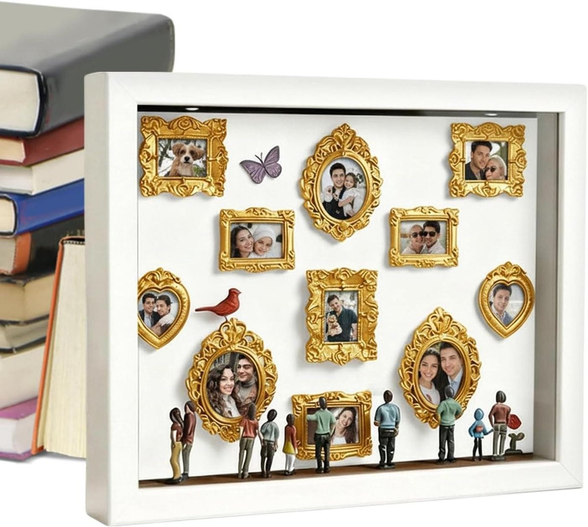 Mini Museum Vitrine Display Lijst met Uniforme Verlichting - Wit - 314 cm