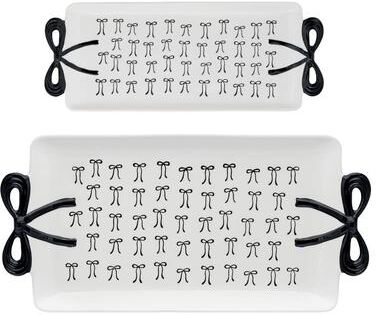 10 Strawberry Street Black Bow Serving Tray, Set of 2