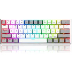 Redragon FIZZ PRO K616 (US, Kabelgebunden, Kabellos), Tastatur, Grau, Weiss